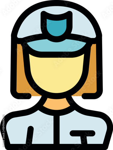 Portrait of a policewoman wearing her uniform and cap, symbolizing law enforcement and public safety