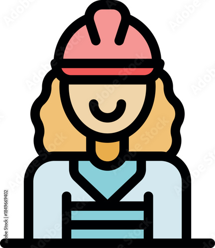 Portrait of a cheerful female construction worker emphasizing workplace safety