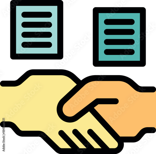 Two businessmen shaking hands after signing a successful business contract