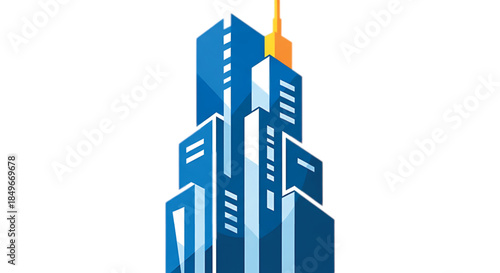 Modern Skyscraper City Building Icon Vector
