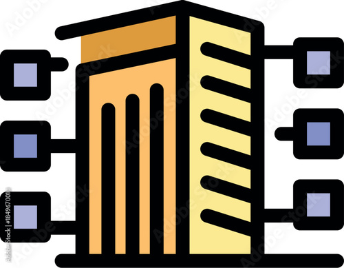 Datacenter is connecting servers using distributed ledger technology, implementing blockchain for data security and integrity
