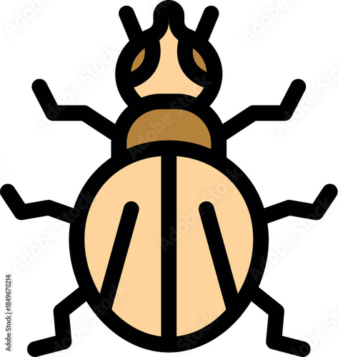 Top view of a colorado potato beetle, highlighting its markings and overall shape, useful for educational and entomological materials
