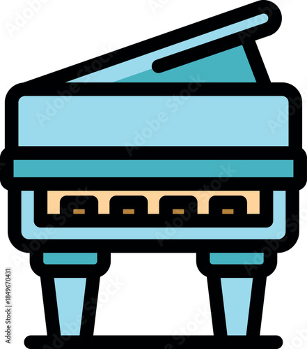 Grand piano with open lid and keyboard, ideal for music, concert, or classical music concepts