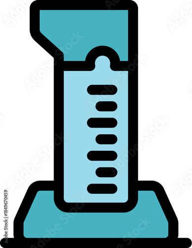 Graduated cylinder measuring chemical liquid icon represents laboratory experiment for scientific research and analysis