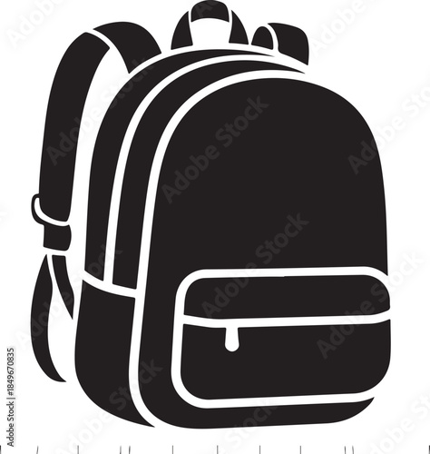 Simple black backpack illustration on white background