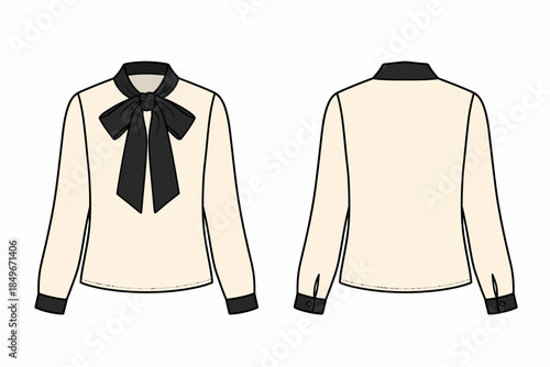 Fashion Illustration, Blouse Design, Studio, Digital Art, Modern Style, Front & Back View