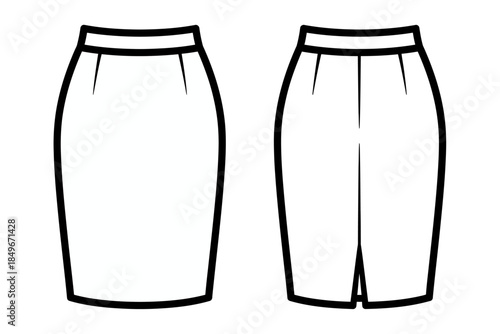 Stylish Skirts Showcase, Modern Design Studio, Digital Illustration, Minimalist Style, Close-Up View, Fashion Forward