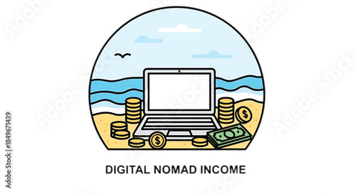 Digital Nomad Earning Money on a Tropical Beach
