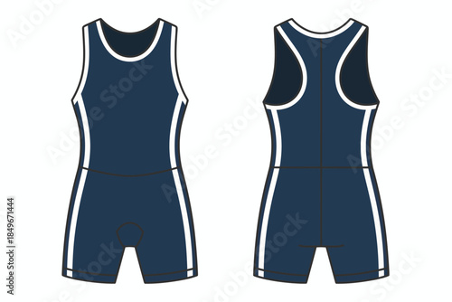 Athletic Apparel Design, Wrestling Singlet, Graphic Illustration, Sportswear, Studio Environment, Front and Back View, Fashion Concept