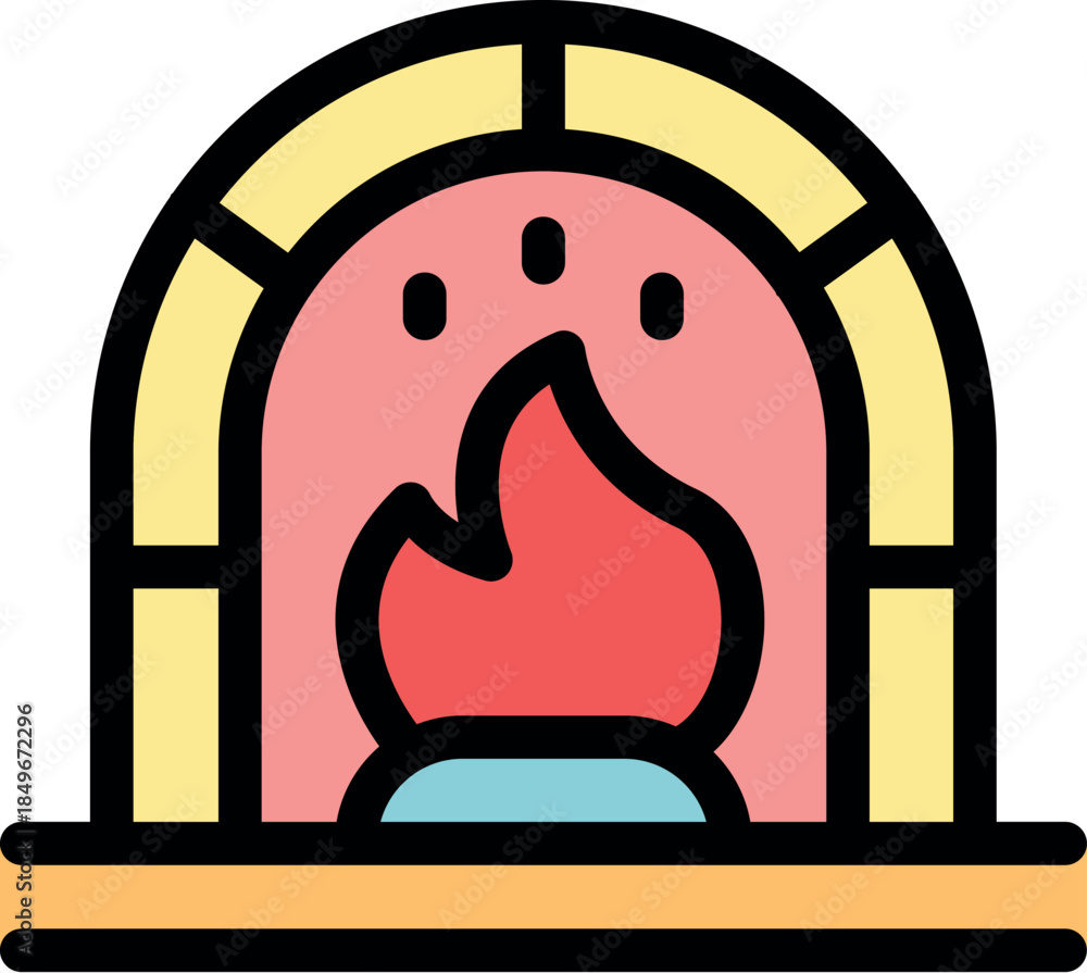 Obraz premium Simple illustration of a warm, welcoming fireplace