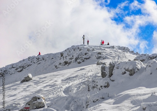 Mount Autore Livata (Subiaco, Italy) - The snow capped peaks mountains in the province of Roma, Lazio region, in Simbruini mounts. Here a beautiful white landscape.