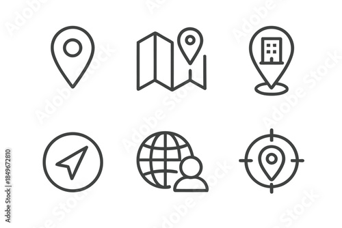 Location icons set, vector illustration