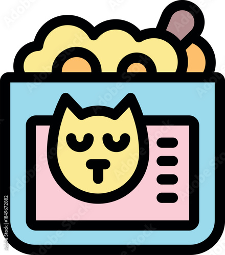 Automatic pet feeder dispensing food, providing a convenient and controlled meal system for cats