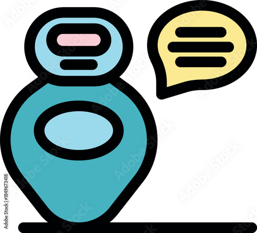 Chatbot icon represents automated online support, providing instant communication and assistance to customers
