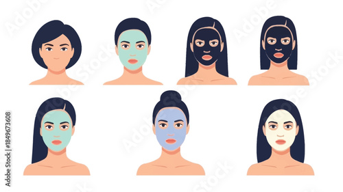 Diverse women showcasing various facial masks for skincare routines and beauty