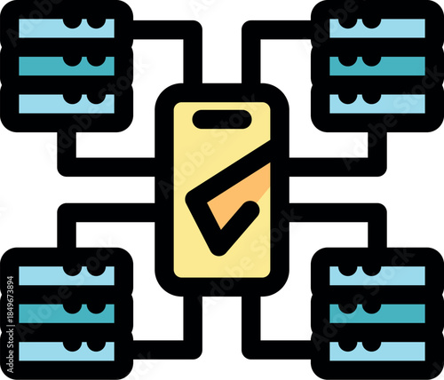 Mobile device validating data across interconnected databases, ensuring data integrity and accuracy in a network system