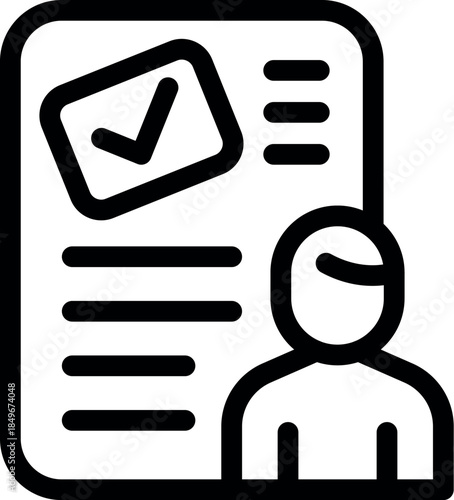 Successful applicant profile with check mark indicating approval, representing a completed job application process