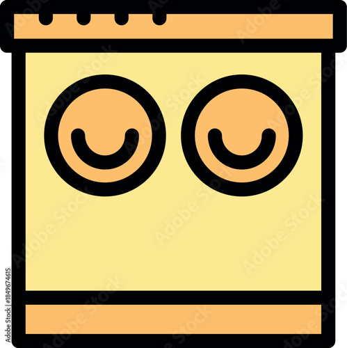 Washing machine displaying happy face emojis, representing clean and fresh laundry, a modern and playful take on laundry appliance icons