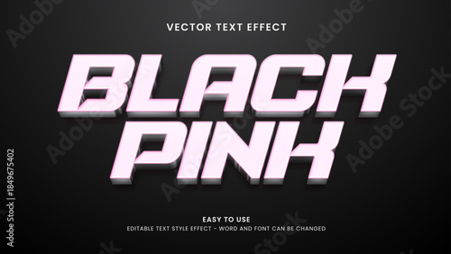 black pink editable text effect 3d vector 