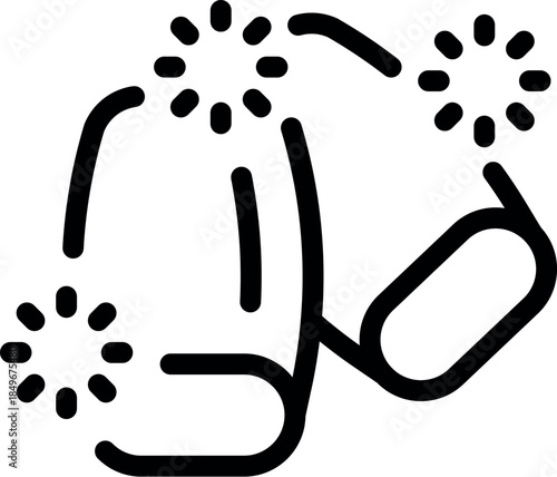 Simple black and white vector icon representing the sound of knuckles cracking, perfect for illustrating sound effects