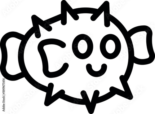 Adorable pufferfish cartoon character with a winking eye saying coo, perfect for children's designs