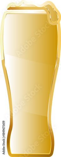Glass beer gold. Isolated on transparent background.