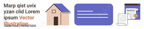 Real estate, financial transactions, documentation, payments, business records, digital management. A house, a card and an invoice are . Real estate and financial transactions