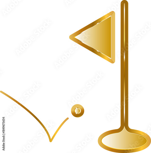 Golf gold. Isolated on transparent background.