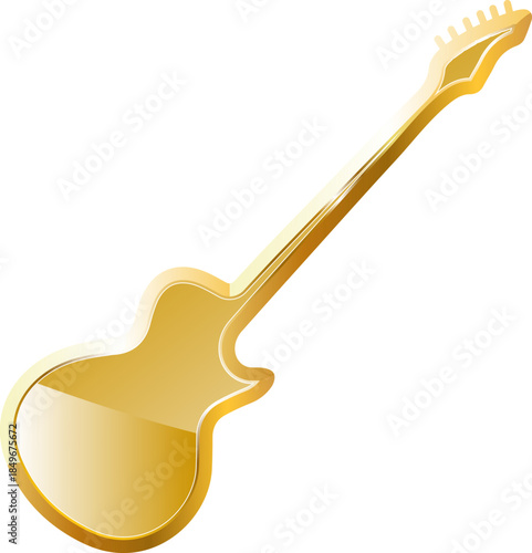Guitar gold. Isolated on transparent background.