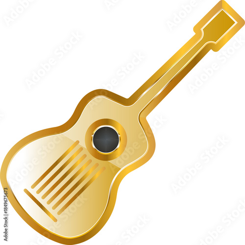 Guitar gold. Isolated on transparent background.
