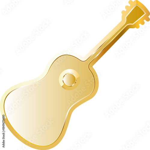 Guitar gold. Isolated on transparent background.