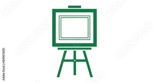 Easel with Blank Canvas Line Art Vector Illustration
