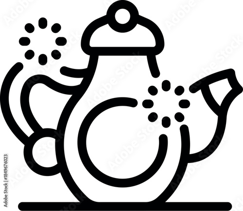 Whimsical teapot design with sparkling details, a decorative lid, and swirling steam, evoking a sense of magic and enchantment