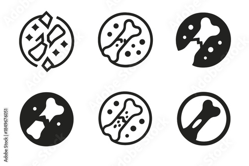 Bone Healing Icons. How bones heal after an injury. Icon set. Set Logo of How bones heal after an injury: bone marrow regenerating cells. harmonious logo