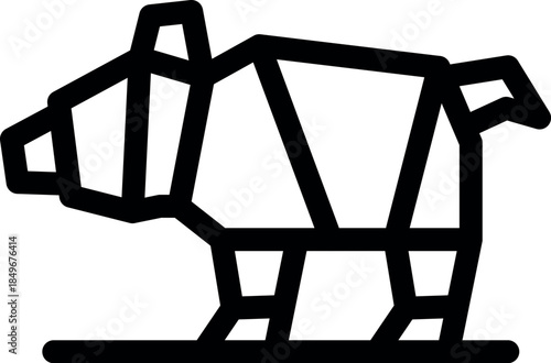 Geometric origami bear, showcasing paper folding art and representing wildlife in a creative, minimalist style