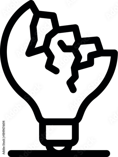Broken lightbulb represents a sudden halt in the flow of new ideas and creative thinking