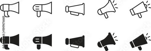 Megaphone icons in various styles