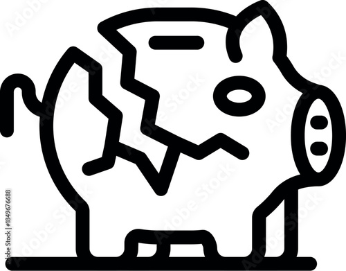 Cracked piggy bank representing economic hardship, savings loss, and financial instability