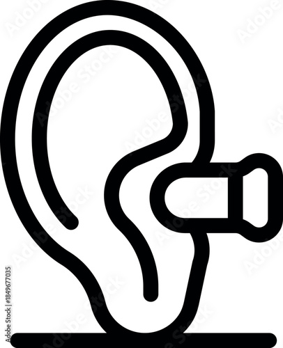 Earplug inserted in ear provides hearing protection in loud environment, safeguarding auditory health