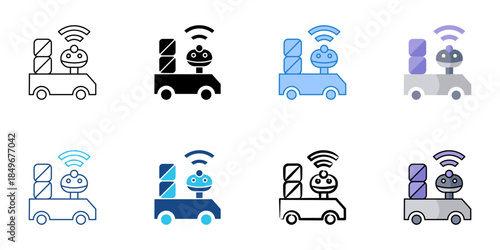 Delivery set multiple style vector collection. Editable stroke 
