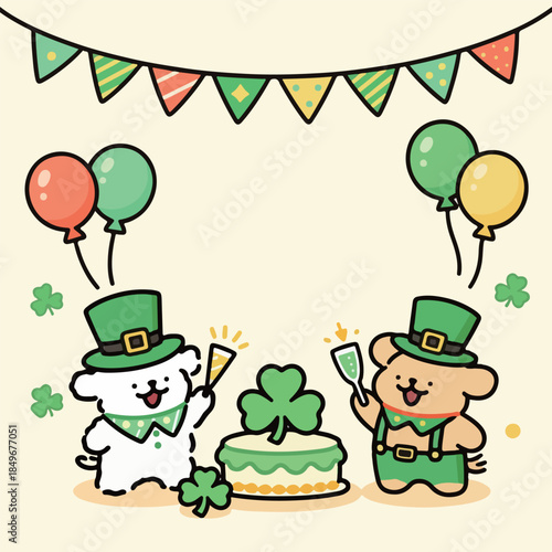 St. Patrick's Day Celebration with Cartoon Dogs