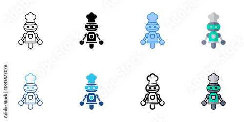 Chef set multiple style vector collection. Editable stroke 
