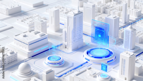 White City Model & Holographic Earth Future 3D Scene
