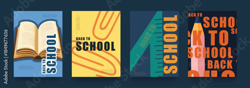 Back to School Vector Poster Set. Education Concept.