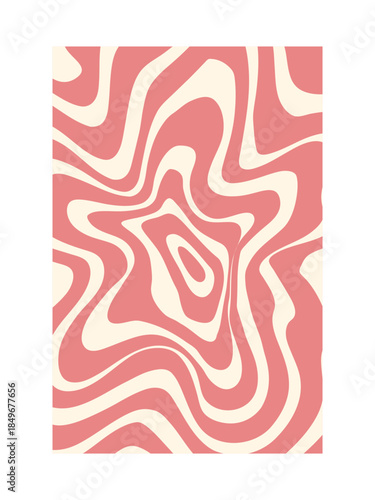 Abstract Liquefied Star Poster - Retro 70s Aesthetic Vertical Swirl Art.