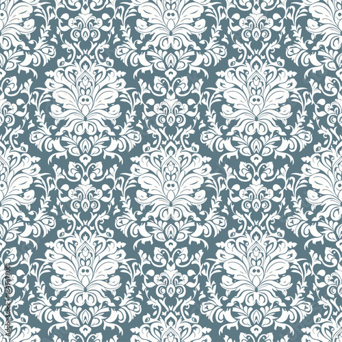 Blue and white damask vector seamless pattern. Vintage, paisley elements. Traditional, Turkish motifs. Great for fabric and textile, wallpaper, packaging or any desired idea.