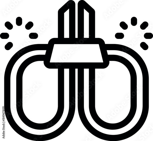 Nail clipper cutting nails with sparks flying, manicure tool icon, simple style