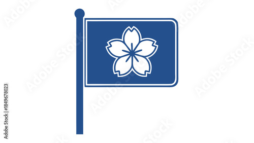Blue Flag with White Cherry Blossom Icon