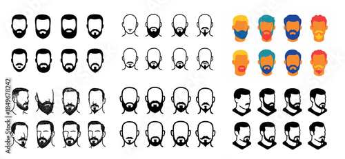Diverse male beard styles collection