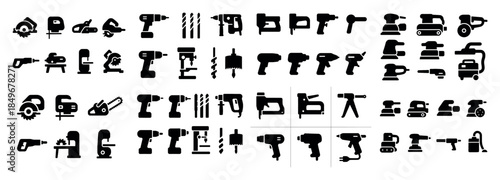 Silhouette icons of power tools